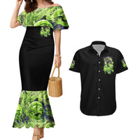 Death Skull Couples Matching Mermaid Dress and Hawaiian Shirt I Never Alone My Demon With Me 24/7 - Wonder Print Shop