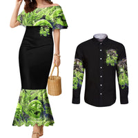 Death Skull Couples Matching Mermaid Dress and Long Sleeve Button Shirts I Never Alone My Demon With Me 24/7 DT01