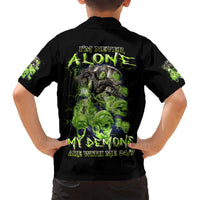 Death Skull Hawaiian Shirt I Never Alone My Demon With Me 24/7 - Wonder Print Shop