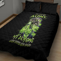 Death Skull Quilt Bed Set I Never Alone My Demon With Me 24/7 - Wonder Print Shop