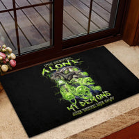 Death Skull Rubber Doormat I Never Alone My Demon With Me 24/7 - Wonder Print Shop