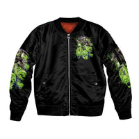 Flower Skull Sleeve Zip Bomber Jacket I Blunt Because God Rolled Me That Way - Wonder Print Shop