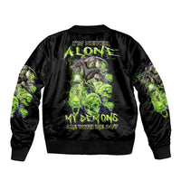 Flower Skull Sleeve Zip Bomber Jacket I Blunt Because God Rolled Me That Way - Wonder Print Shop