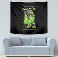 Death Skull Tapestry I Never Alone My Demon With Me 24/7 - Wonder Print Shop