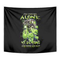 Death Skull Tapestry I Never Alone My Demon With Me 24/7 - Wonder Print Shop