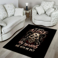 Satan Skull Area Rug I Never Alone My Demon With Me 24/7 - Wonder Print Shop