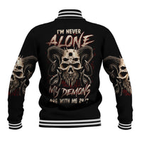 Satan Skull Baseball Jacket I Never Alone My Demon With Me 24/7 - Wonder Print Shop