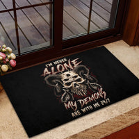 Satan Skull Rubber Doormat I Never Alone My Demon With Me 24/7 - Wonder Print Shop