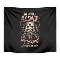 Satan Skull Tapestry I Never Alone My Demon With Me 24/7 - Wonder Print Shop