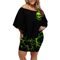 Flower Skull Off Shoulder Short Dress Iam A Sweet Girl Full Of Crazy - Wonder Print Shop