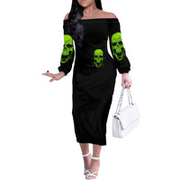 Flower Skull Off The Shoulder Long Sleeve Dress Iam A Sweet Girl Full Of Crazy - Wonder Print Shop