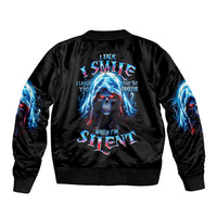 American Skull Bomber Jacket I Talk I Smile But Be Carefull When I Silent - Wonder Print Shop