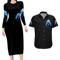 American Skull Couples Matching Long Sleeve Bodycon Dress and Hawaiian Shirt I Talk I Smile But Be Carefull When I Silent - Wonder Print Shop