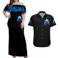 American Skull Couples Matching Off Shoulder Maxi Dress and Hawaiian Shirt I Talk I Smile But Be Carefull When I Silent - Wonder Print Shop
