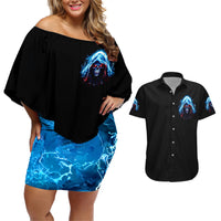 American Skull Couples Matching Off Shoulder Short Dress and Hawaiian Shirt I Talk I Smile But Be Carefull When I Silent - Wonder Print Shop