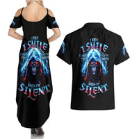 American Skull Couples Matching Summer Maxi Dress and Hawaiian Shirt I Talk I Smile But Be Carefull When I Silent - Wonder Print Shop