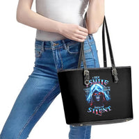 American Skull Leather Tote Bag I Talk I Smile But Be Carefull When I Silent - Wonder Print Shop