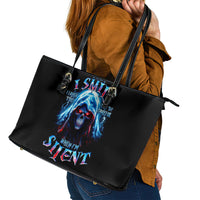 American Skull Leather Tote Bag I Talk I Smile But Be Carefull When I Silent - Wonder Print Shop