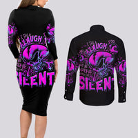 Graffiti Skull Couples Matching Long Sleeve Bodycon Dress and Long Sleeve Button Shirts I Talk I Smile But Be Carefull When I Silent - Wonder Print Shop