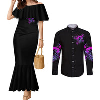 Graffiti Skull Couples Matching Mermaid Dress and Long Sleeve Button Shirts I Talk I Smile But Be Carefull When I Silent DT01
