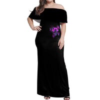 Girl Skull Off Shoulder Maxi Dress I Sweet Girl Full Of Crazy - Wonder Print Shop