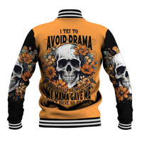 Flower Skull Baseball Jacket I Try To Avoid Drama - Wonder Print Shop