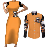 Flower Skull Couples Matching Short Sleeve Bodycon Dress and Long Sleeve Button Shirts I Try To Avoid Drama - Wonder Print Shop