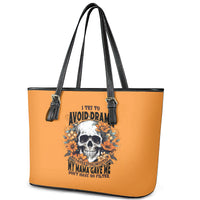 Flower Skull Leather Tote Bag I Try To Avoid Drama - Wonder Print Shop