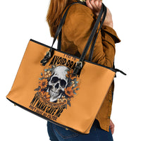 Flower Skull Leather Tote Bag I Try To Avoid Drama - Wonder Print Shop