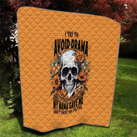 Flower Skull Quilt I Try To Avoid Drama - Wonder Print Shop