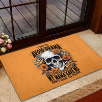 Flower Skull Rubber Doormat I Try To Avoid Drama - Wonder Print Shop