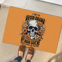 Flower Skull Rubber Doormat I Try To Avoid Drama - Wonder Print Shop
