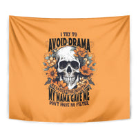 Flower Skull Tapestry I Try To Avoid Drama - Wonder Print Shop