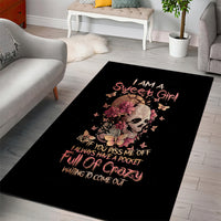 Flower Skull Area Rug Iam A Sweet Girl Full Of Crazy - Wonder Print Shop
