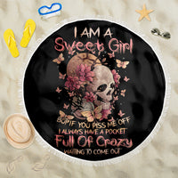 Flower Skull Beach Blanket Iam A Sweet Girl Full Of Crazy - Wonder Print Shop