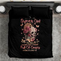 Flower Skull Bedding Set Iam A Sweet Girl Full Of Crazy - Wonder Print Shop