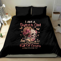 Flower Skull Bedding Set Iam A Sweet Girl Full Of Crazy - Wonder Print Shop