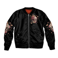 Flower Skull Bomber Jacket Iam A Sweet Girl Full Of Crazy - Wonder Print Shop