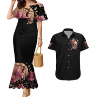 Flower Skull Couples Matching Mermaid Dress and Hawaiian Shirt Iam A Sweet Girl Full Of Crazy - Wonder Print Shop