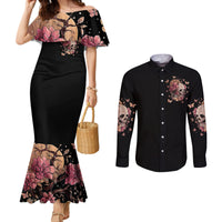 Flower Skull Couples Matching Mermaid Dress and Long Sleeve Button Shirts Iam A Sweet Girl Full Of Crazy DT01