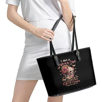 Flower Skull Leather Tote Bag Iam A Sweet Girl Full Of Crazy - Wonder Print Shop