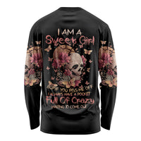 Flower Skull Long Sleeve Shirt Iam A Sweet Girl Full Of Crazy - Wonder Print Shop
