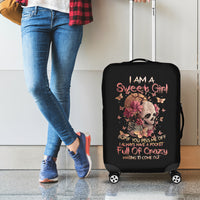 Flower Skull Luggage Cover Iam A Sweet Girl Full Of Crazy - Wonder Print Shop