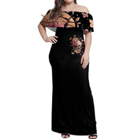 Graffiti Skull Off Shoulder Maxi Dress I Talk I Smile But Be Carefull When I Silent - Wonder Print Shop