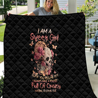 Flower Skull Quilt Iam A Sweet Girl Full Of Crazy - Wonder Print Shop