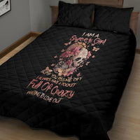 Flower Skull Quilt Bed Set Iam A Sweet Girl Full Of Crazy - Wonder Print Shop
