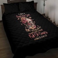 Flower Skull Quilt Bed Set Iam A Sweet Girl Full Of Crazy - Wonder Print Shop