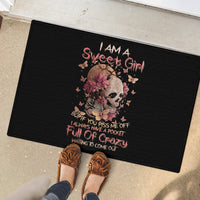Flower Skull Rubber Doormat Iam A Sweet Girl Full Of Crazy - Wonder Print Shop