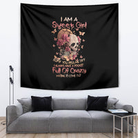 Flower Skull Tapestry Iam A Sweet Girl Full Of Crazy - Wonder Print Shop