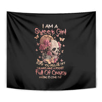 Flower Skull Tapestry Iam A Sweet Girl Full Of Crazy - Wonder Print Shop
